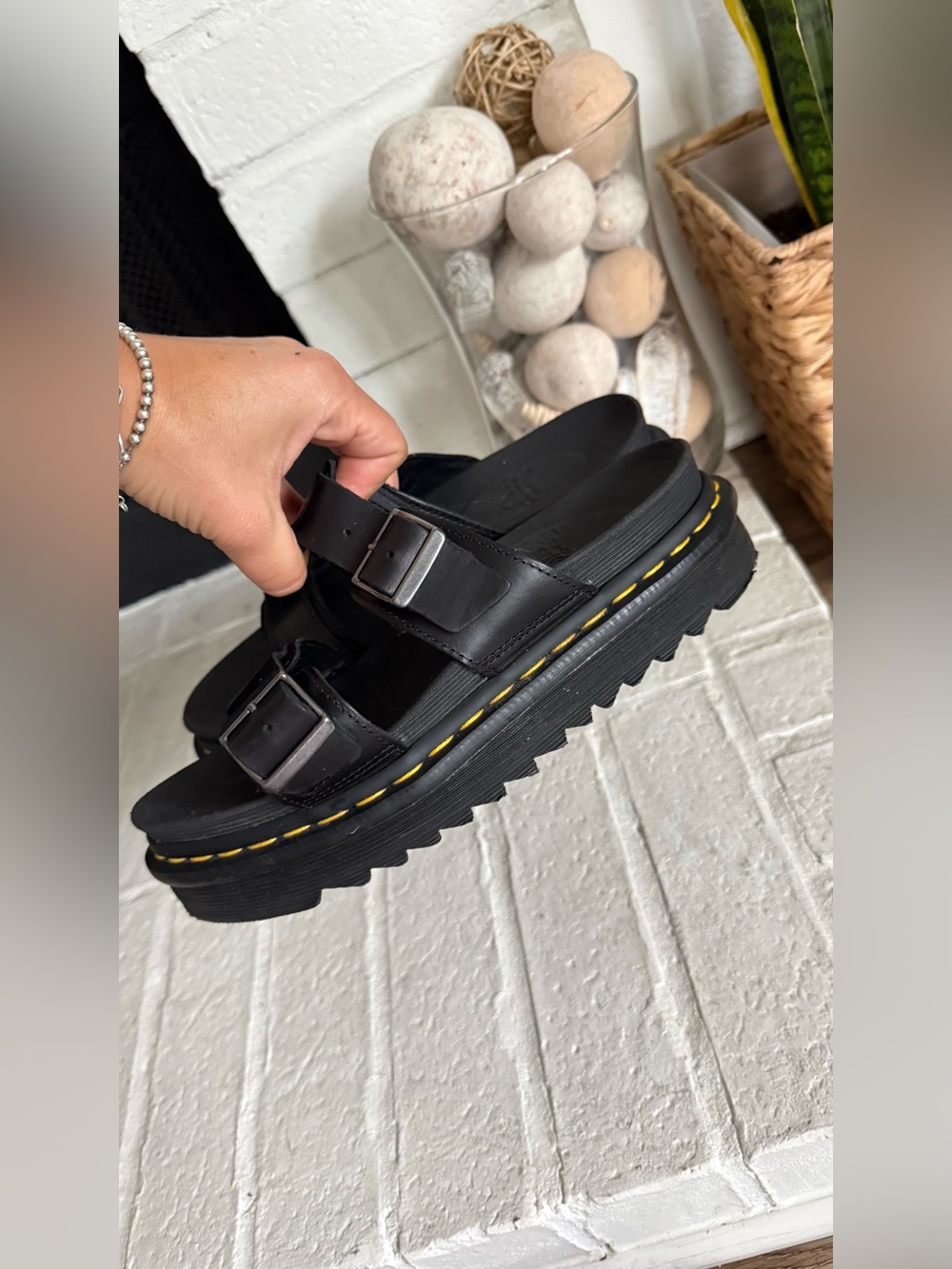 Dr. Martens Josef Hydro Leather Platform Sandals Black Double Buckle EU 38 US 6 - Picture 4 of 11